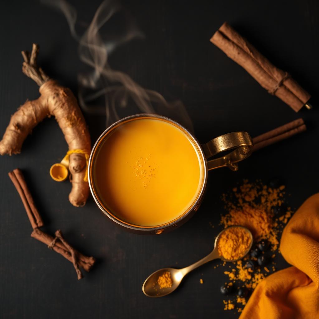 Golden milk being stirred